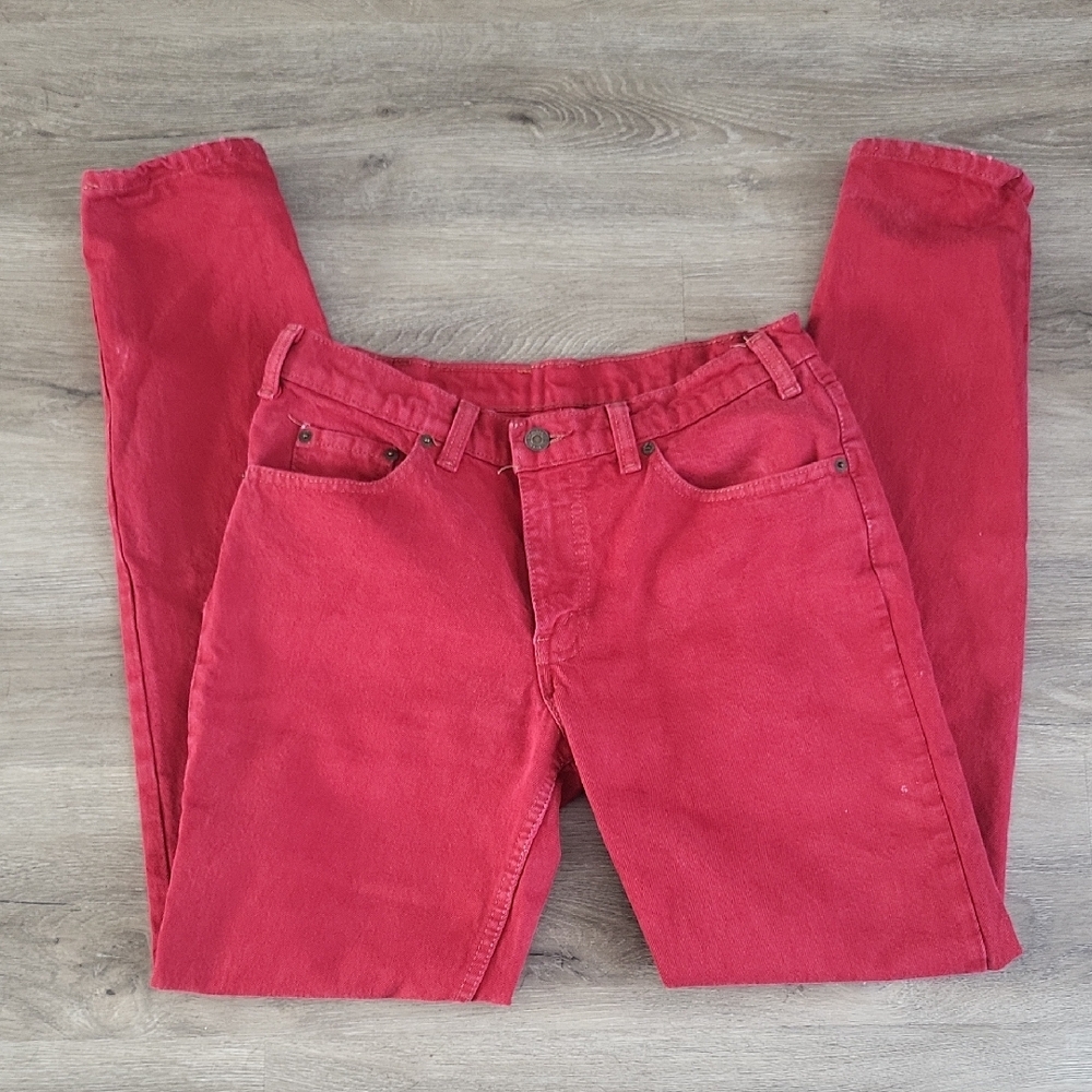 ​Vintage 1984 Levi’s 538 Red Leather Patch Jeans - Made in Canada